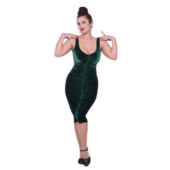 Bettie Page Velvet Wiggle Dress | Extra Large - Picture 1 of 11